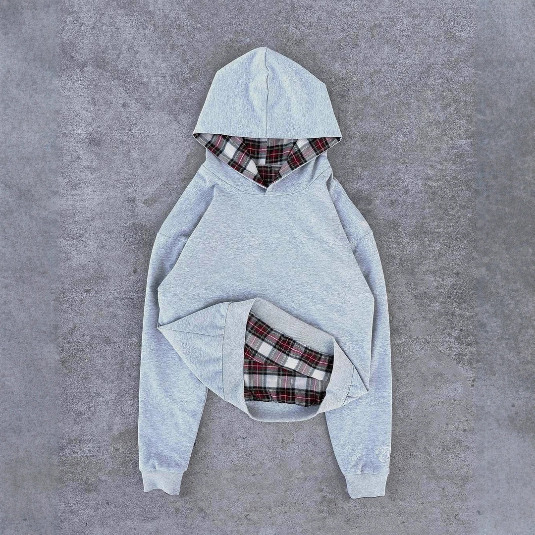 Damen Kapuzenpullover mit modernem Karo-Futter R&B