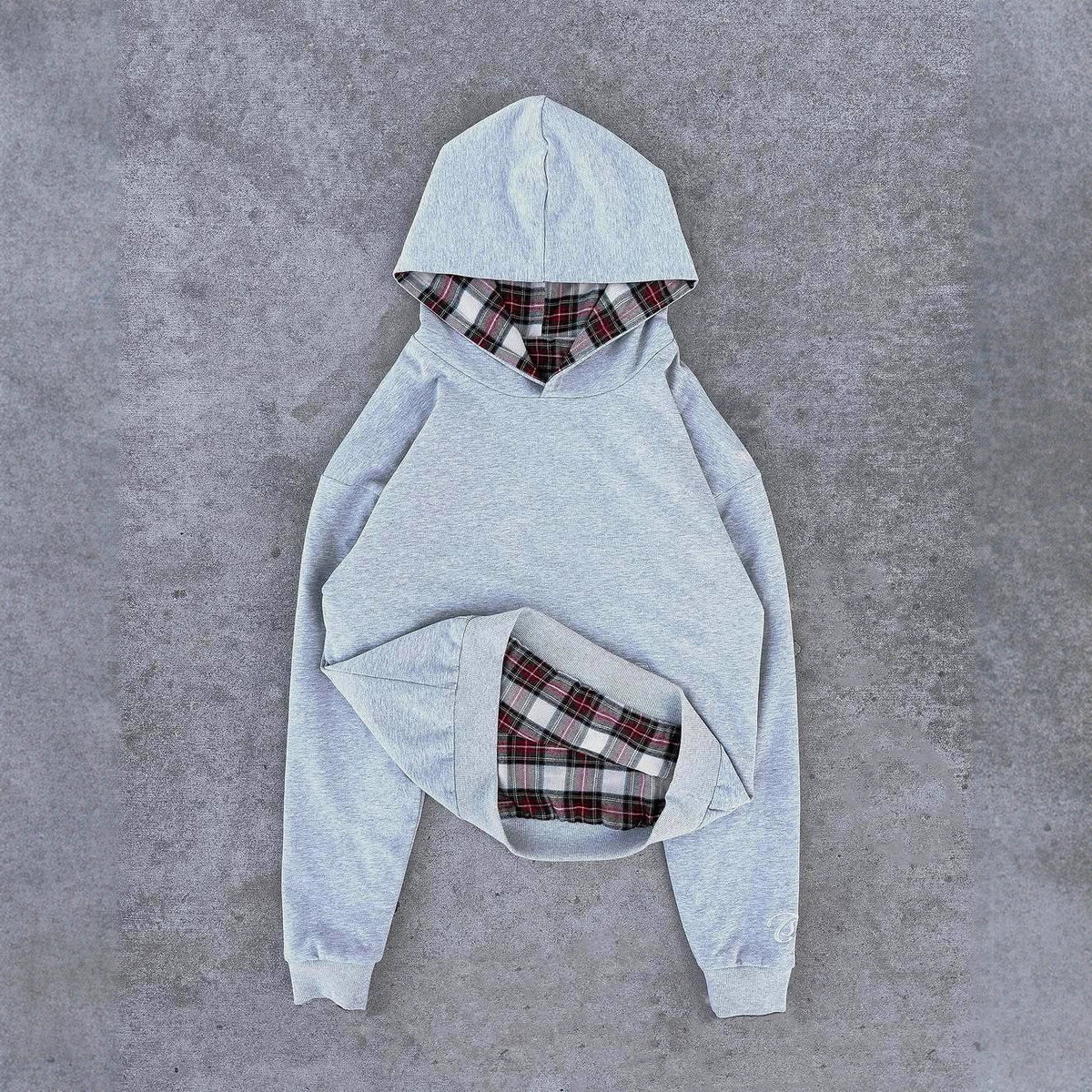 Damen Kapuzenpullover mit modernem Karo-Futter R&B
