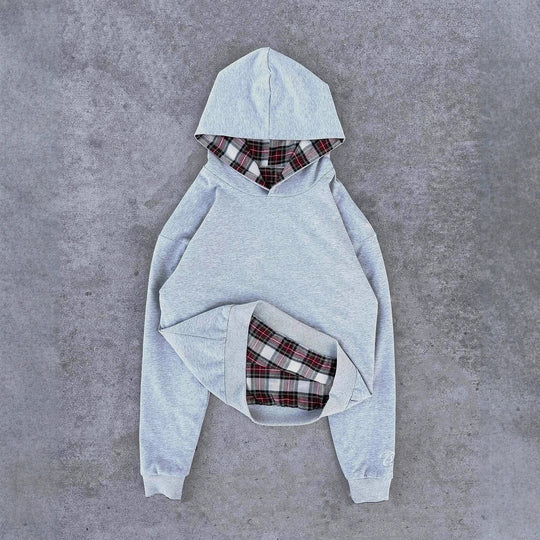 Damen Kapuzenpullover mit modernem Karo-Futter R&B
