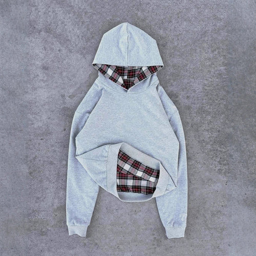 Damen Kapuzenpullover mit modernem Karo-Futter R&B