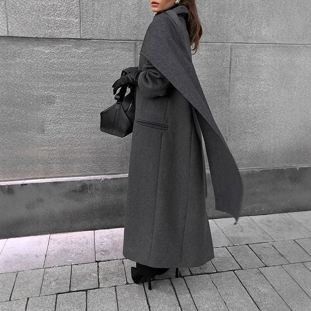 Damen eleganter Umhangmantel mit doppelt gefüttertem Design R&B
