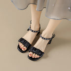 Damen Elegante Sandalen mit dekorativem Rüschendetail und Absatz