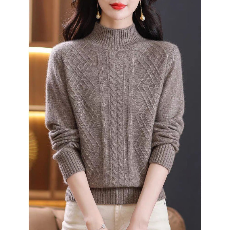 Damen Strickpullover mit Rippenstruktur und hochgeschlossenem Kragen R&B