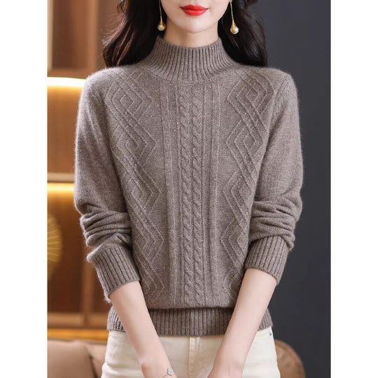 Damen Strickpullover mit Rippenstruktur und hochgeschlossenem Kragen R&B