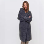 Damen Kapuzen-Strickmantel mit luxuriösem Flauschteil R&B