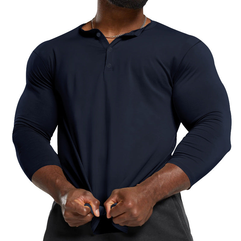 Herren Langarmshirt mit Knopfleiste und modischem Schnitt R&B