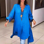 Damen Leinen Tunika mit asymmetrischem Schnitt und eleganten Details R&B