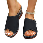 Damen Bequeme Wedge-Pantoletten R&B