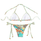 Damen Triangel-Bikini mit floralem Muster und eleganten BindR&Bändern R&B