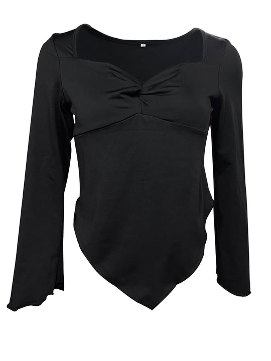 Damen Figurbetonter Longsleeve mit raffinierter Raffung R&B