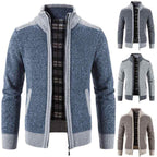 Herren Strickjacke mit modernem Stehkragen und strukturiertem Design R&B