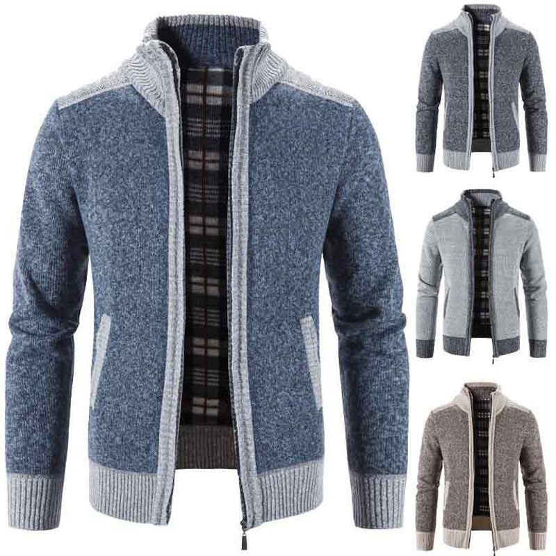 Herren Strickjacke mit modernem Stehkragen und strukturiertem Design R&B