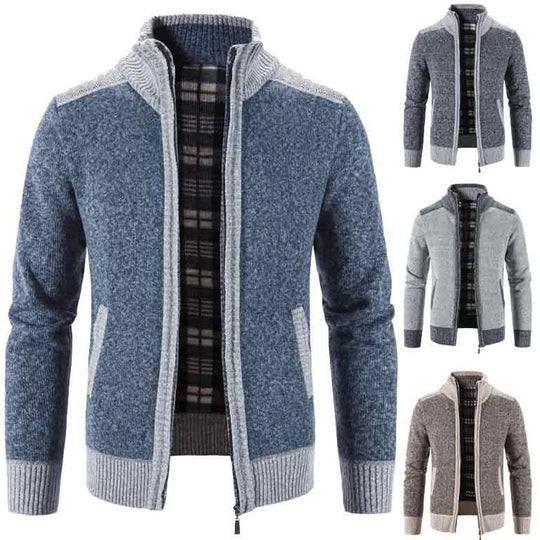 Herren Strickjacke mit modernem Stehkragen und strukturiertem Design R&B