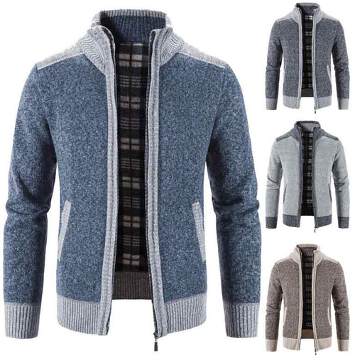 Herren Strickjacke mit modernem Stehkragen und strukturiertem Design R&B