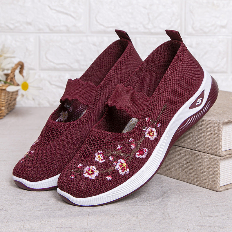 Damen modische Stoffschuhe mit elastischem Riemen und floralem Design R&B