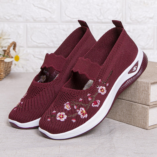 Damen modische Stoffschuhe mit elastischem Riemen und floralem Design R&B
