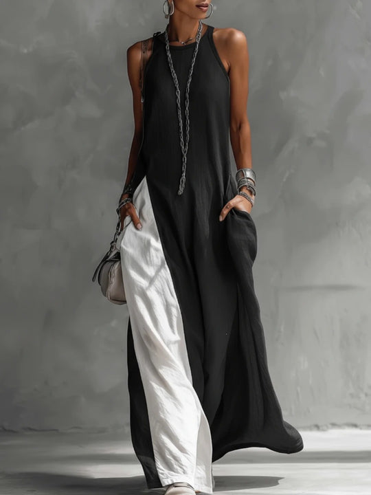 Damen Lässiges Maxikleid mit asymmetrischem Schnitt und tiefem Rückenausschnitt R&B