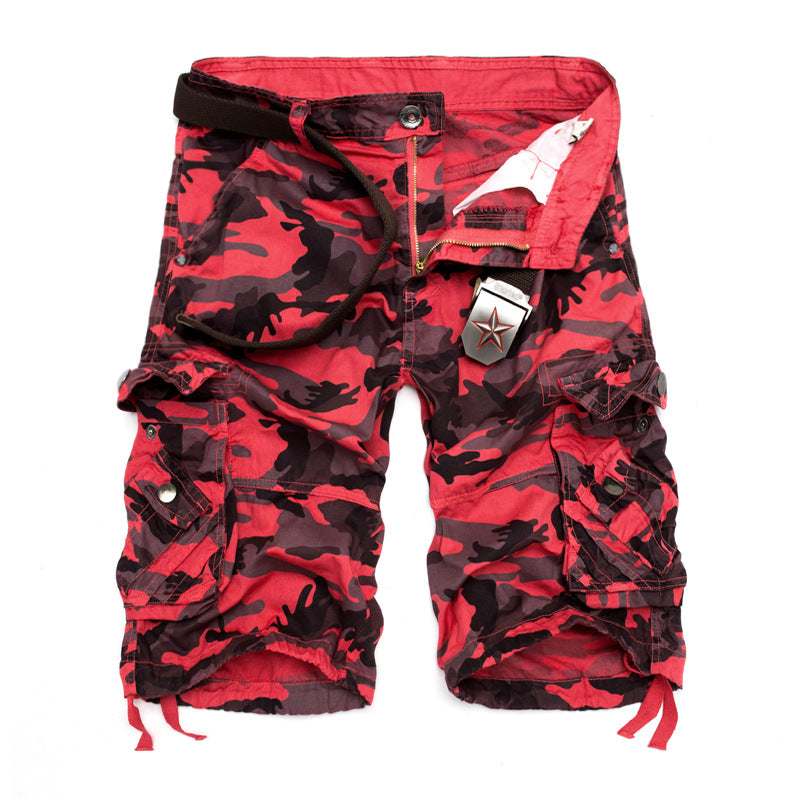 Herren Camo Cargo-Shorts mit mehreren Taschen und verstellbarem Bund R&B
