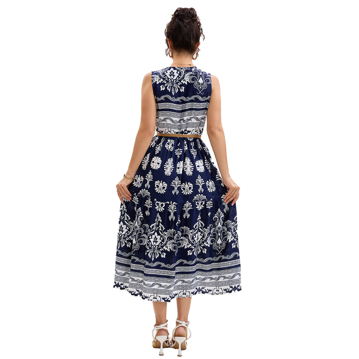 Damen Midikleid mit floralen Mustern