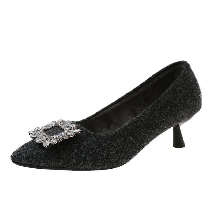 Damen elegante Spitzen-Pumps mit Schmuckdetail R&B