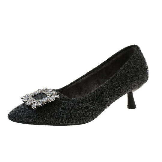 Damen elegante Spitzen-Pumps mit Schmuckdetail R&B