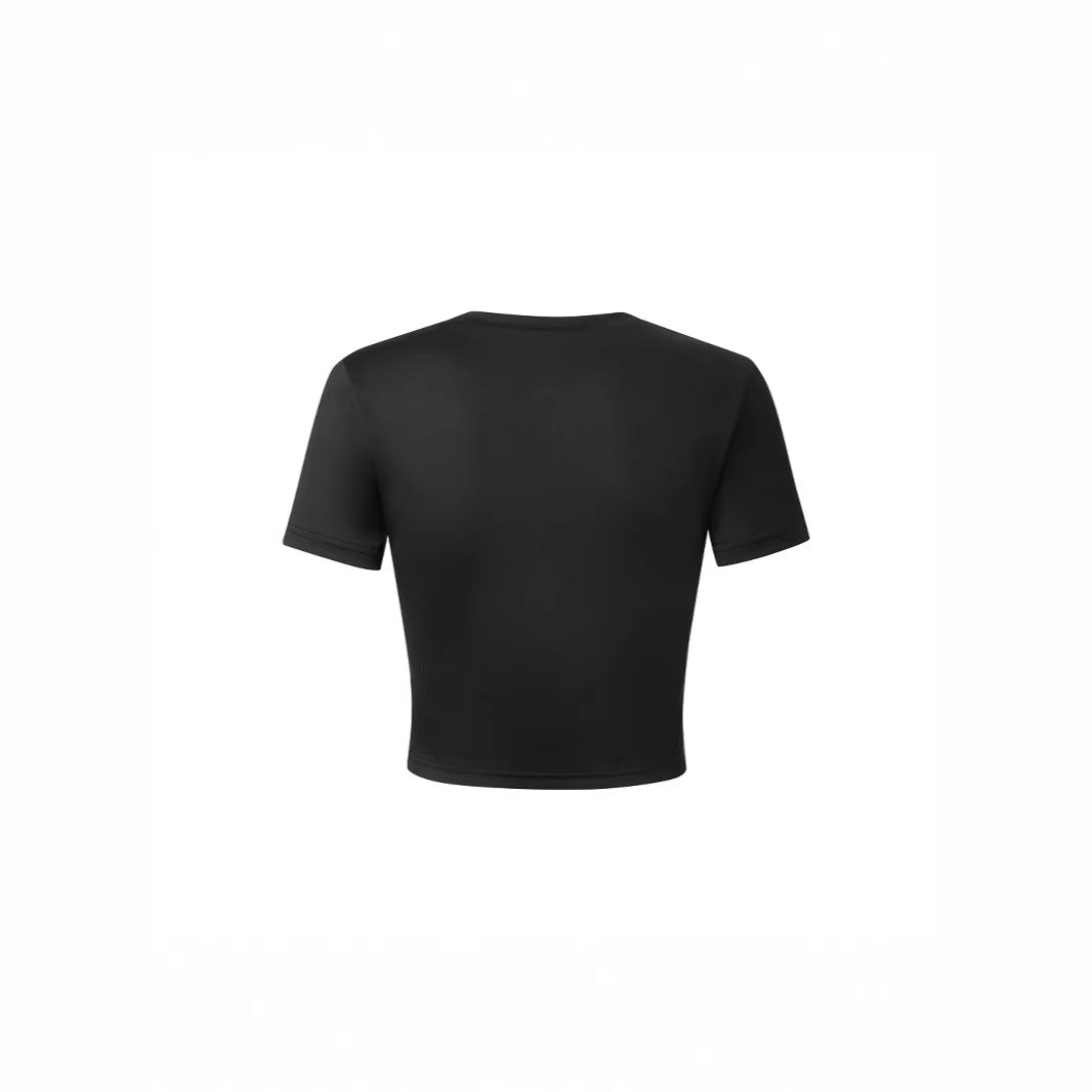 Damen figurbetontes Crop-T-Shirt aus atmungsaktivem Material R&B