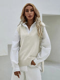 Damen Strickweste mit V-Ausschnitt und feiner Rippenstruktur R&B