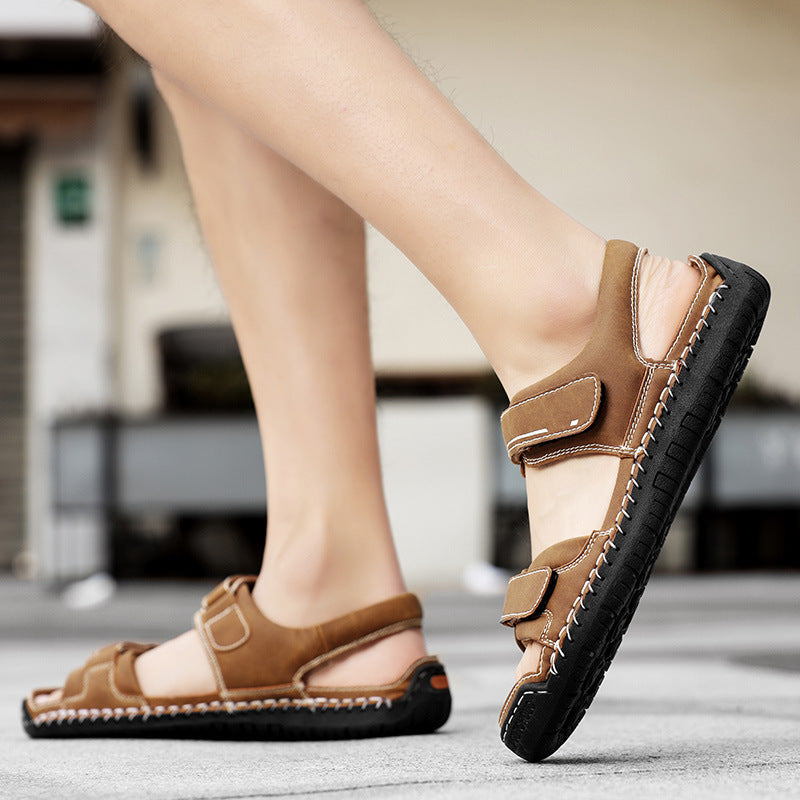 Herren Atmungsaktive Veloursleder-Sandalen mit verstellbarem Riemen R&B