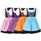 Damen nan trachtiges Dirndlkleid mit geschnürtem Mieder, Puffärmeln und abnehmbarer Schürze R&B
