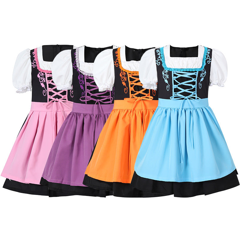 Damen nan trachtiges Dirndlkleid mit geschnürtem Mieder, Puffärmeln und abnehmbarer Schürze R&B