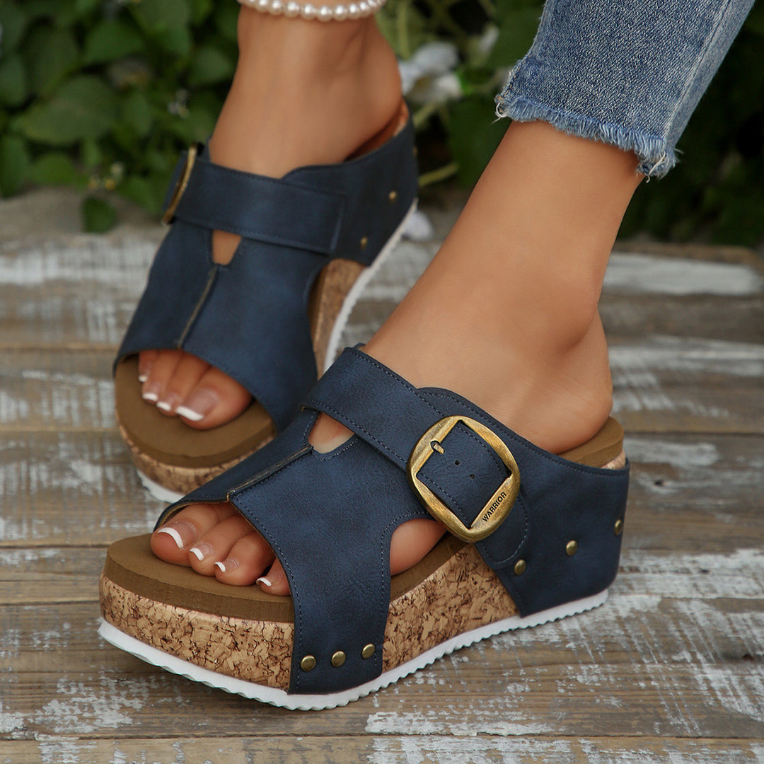 Damen Wedge-Sandalen mit modischem Riemendesign und anatomischem Fußbett R&B