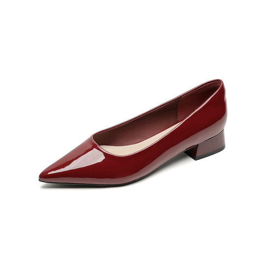 Damen elegante Ballerinas mit spitzem Zehenbereich und komfortablem Blockabsatz R&B