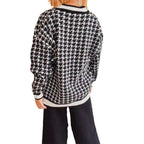 Damen oversized Strickjacke im klassischen Hahnentrittmuster R&B