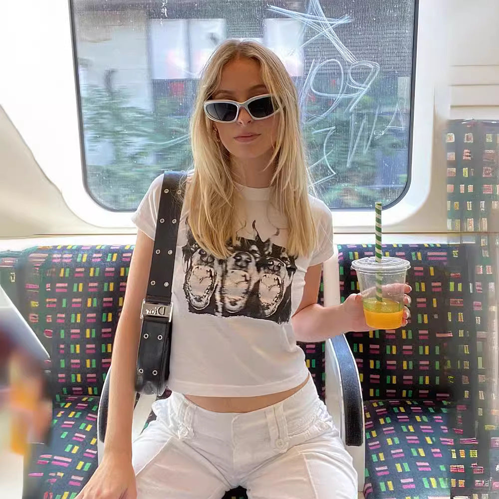 Damen Grafik T-Shirt mit kreativen Druck R&B