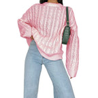 Damen Grobstrickpullover mit raffiniertem Zopfmuster aus weichem Material