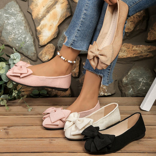 Damen Ballerinas mit stilvollem Schleifenakzent und elastischer Sohle R&B