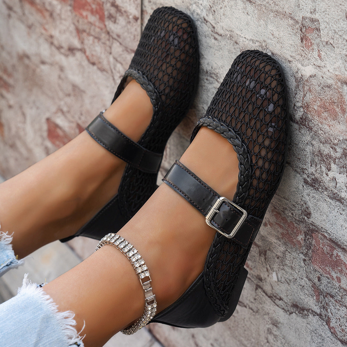 Damen elegante Ballerinas mit floralen Applikationen und rutschfester Sohle R&B