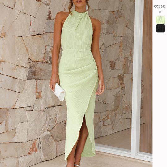Damen Maxikleid mit elegantem Wickeldesign und raffinierten Falten R&B