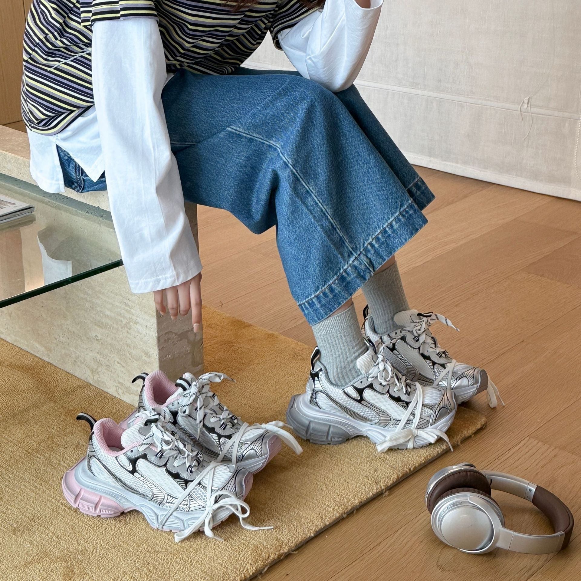 Damen Sportliche Sneakers im modernen Chunky-Design mit atmungsaktiver Obermaterialkombination und rutschfester Sohle