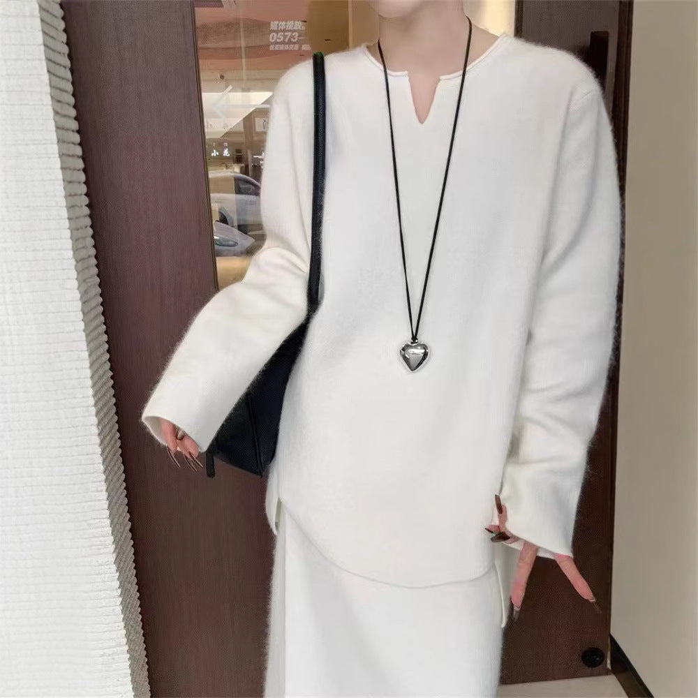 Damen eleganter Pullover mit V-Ausschnitt und langen Ärmeln