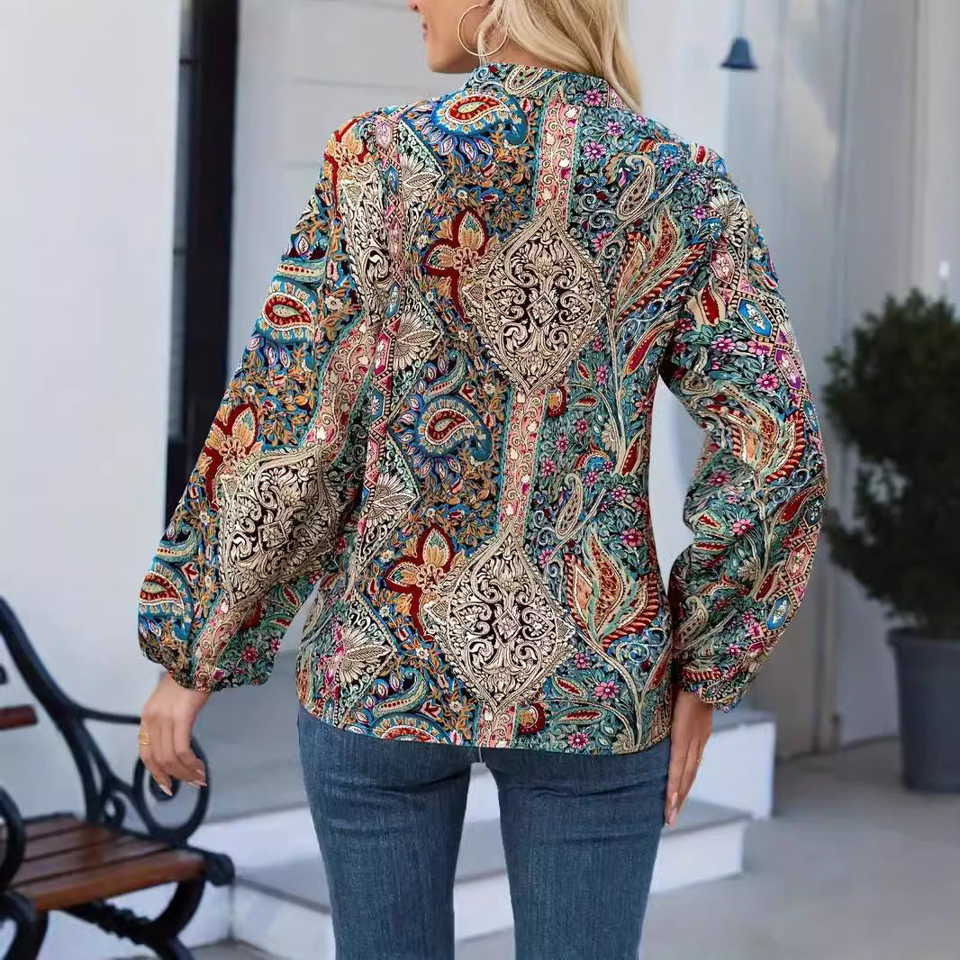 Damen elegante Printbluse R&B