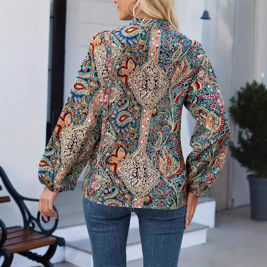 Damen elegante Printbluse R&B