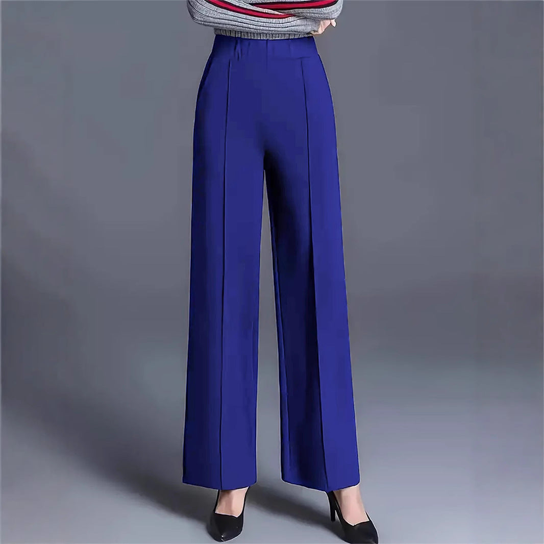 Damen Weit geschnittene High-Waist-Hose mit eleganten Bügelfalten R&B