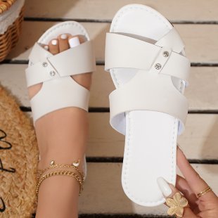 Damen modische Riemchensandalen mit glamourösen Schmuckdetails R&B