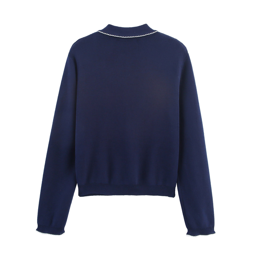 Damen casual und modische Strickjacke mit Kragen R&B