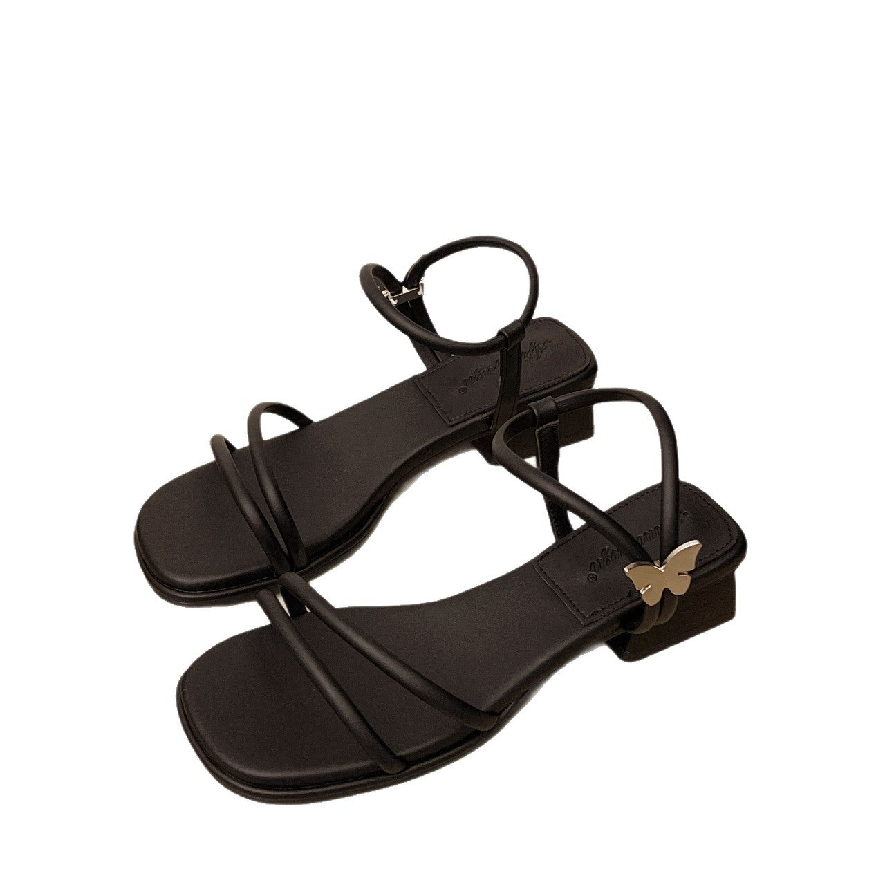 Damen elegante Sandalen mit verziertem Riemendesign und komfortablem Blockabsatz EB