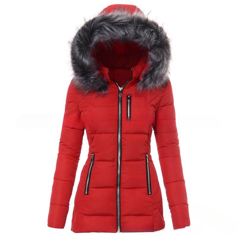 Damen Winterjacke mit abnehmbarem Kunstpelzkragen R&B