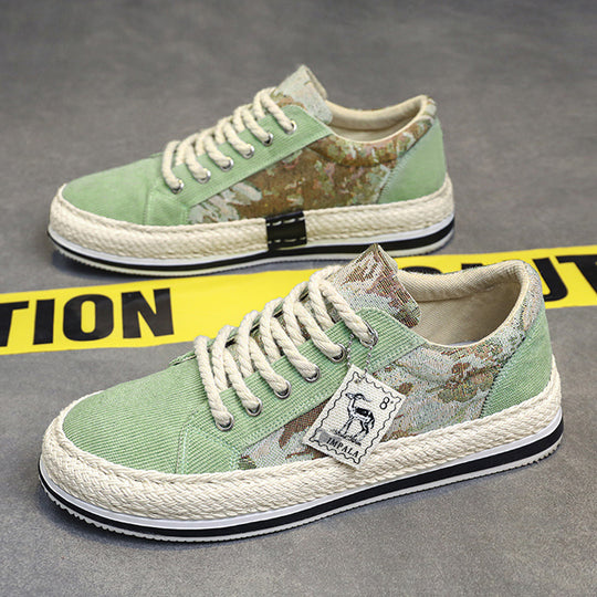 Damen lässige Baumwoll-Sneaker mit Jute-Details R&B