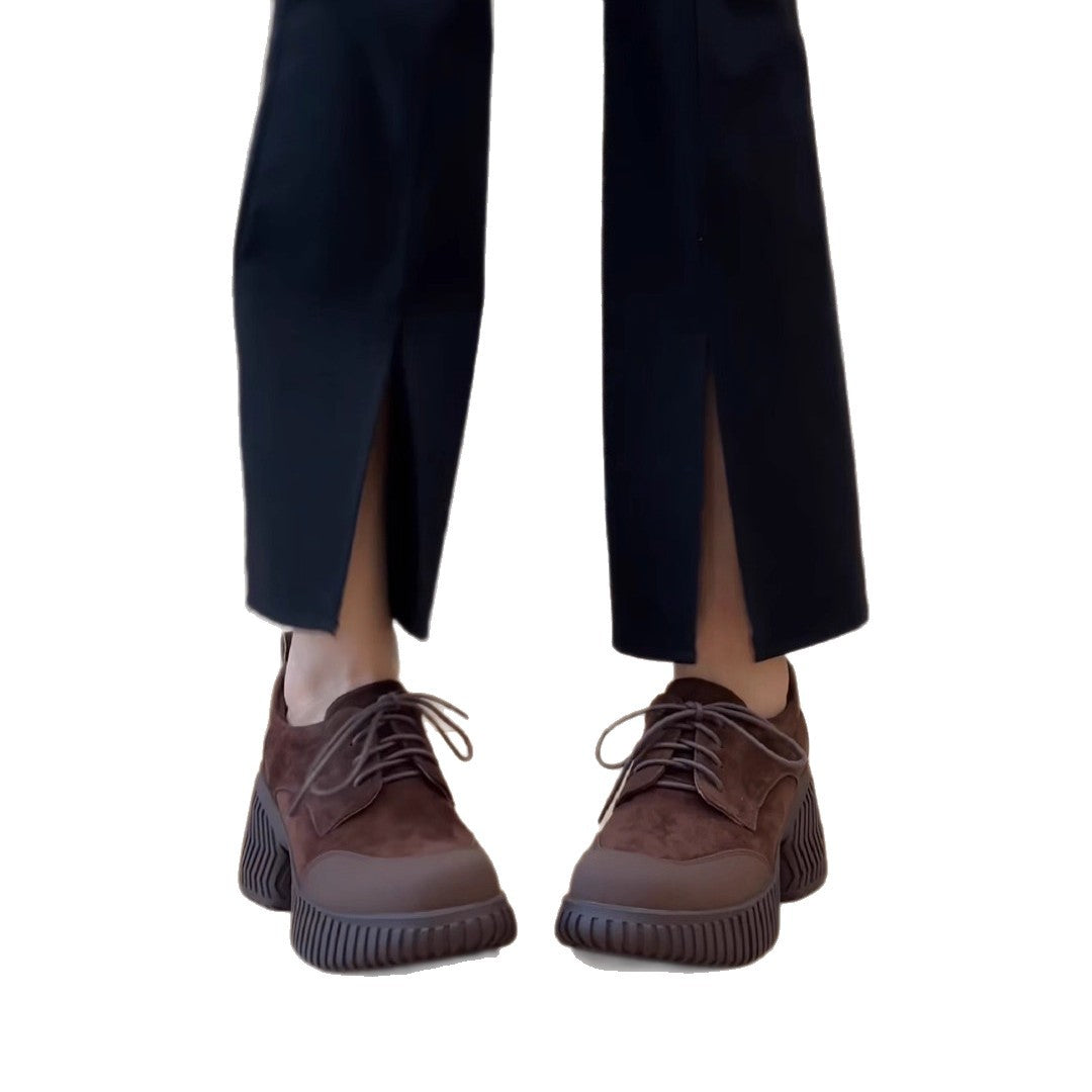 Damen bequeme Plateau-Schnürschuhe mit robustem Sohlenprofil und trendigem Design R&B