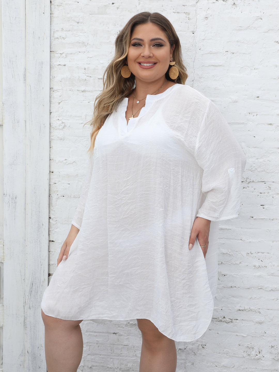 Damen lässiges Strandkleid mit seitlichem Schlitz R&B
